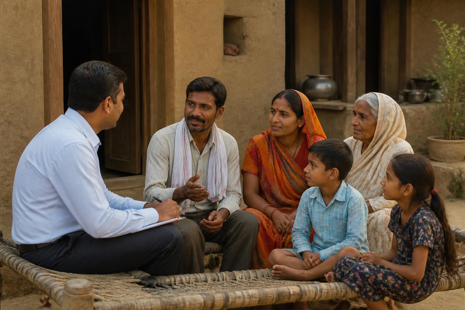 Listening first — a field visit with a farming family in rural Gujarat.
